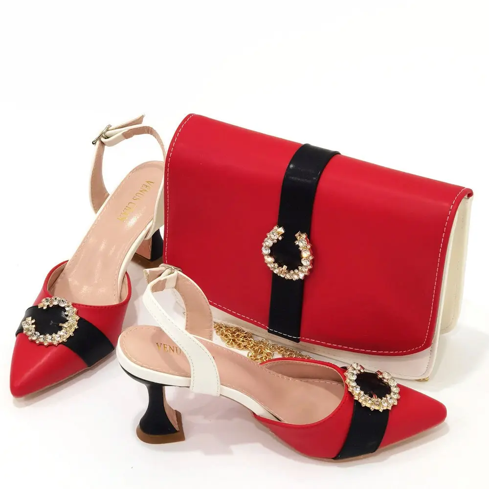 Red Color Shoes With Matching Purse And Shoes Ladies Handbags Women Party Shoes Set