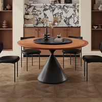 Table à manger ronde en bois massif de luxe moderne ensemble de chaises 4 6 8 places salon restaurant rotatif noir meubles designs