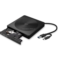 Unità DVD esterna USB 3.0 + USB-C CD masterizzatore CD/DVD +/-RW unità ottica, sottile DVD portatile CD ROM Rewriter duplicatore