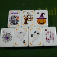 Diseños de Mahjong Acrílico Americano con Temática de Halloween: Calabaza, Fantasma, Bruja, Ataúd y Telaraña; Ambiente Festivo, Venta al por Mayor