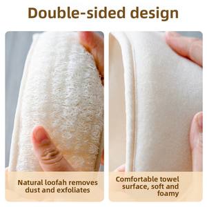 Vente en gros Style moderne Ceinture en luffa double face pour le corps Conception simple Longue bande Gommage pour le dos Brosse exfoliante à tirer et à frotter - Product Image 6