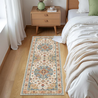 YouZhi Floral Tufted Anti-Slip Boho Living Room Rug 60x150cm Bedroom Runner Carpet Vintage Low Pile Washable Outdoor Prayer