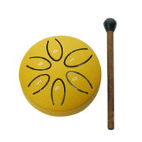Mini 3-Inch 6-Tone Carbon Steel Sounding Drum Pocket-Sized Percussion Instrument with Cardboard Drumstick and Sheet Music