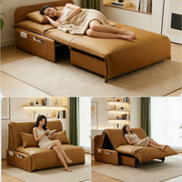Canapé-lit convertible multifonctionnel intelligent, fauteuil inclinable moderne en cuir avec rangement latéral