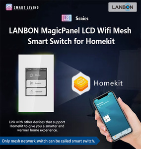 Interrupteur intelligent LANBON L8 Smart Life Zigbee 2.4GHz WiFi Mesh avec écran LCD en verre trempé EU 86*86mm US 120*74mm <span class=keywords><strong>Apple</strong></span> HomeKit Siri - Product Image 2