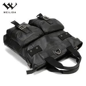 Designer Handbag Men Good Quality Business Men Large Capacity Black Laptop Handbag PU Leather Briefcase