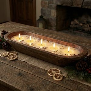 Cuenco Decorativo Largo de Madera para Centro de Mesa, Velas Aromáticas de Madera para Hombres y Mujeres, Regalos de Velas Perfumadas - Product Image 3