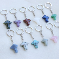 Porte-clés Champignon en Cristal de Chine Style Pastoral Naturel, Aventurine Verte, Cristal Rose, Pierre Semi-Précieuse, Petit Pendentif de Sac