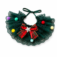 Écharpe de Noël pour chien en dentelle multicouche faite à la main, rouge et verte, pour animaux de compagnie, accessoire de cou pour fêtes de fin d'année, cadeau pour chat et chiot, vente en gros