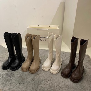 Bottes longues pour femme Printemps 2026, extensibles, coupe ajustée, talon épais, bout carré, mi-mollet, hauteur genou, style équestre - Product Image 2