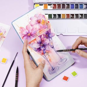 XinyiArt 100% Coton, Bloc de papier <span class=keywords><strong>aquarelle</strong></span> pour artiste, 24 feuilles, 300 g/m², <span class=keywords><strong>Bleu</strong></span>, pour peinture et <span class=keywords><strong>dessin</strong></span>, journal, papier à pression froide - Product Image 6