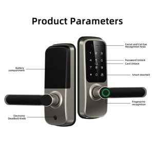 Kunci Pintu Pintar YAGU Tuya Wifi untuk Kamar Tidur, Tanpa Kunci, Sidik Jari, Kenop Pintu Elektrik, Gagang Pintu Biometrik, Kunci Deadbolt Pintar - Product Image 5