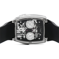 Montres de luxe pour hommes, boîtier en acier inoxydable squelette, bracelet en silicone, montre à mouvement automatique japonais