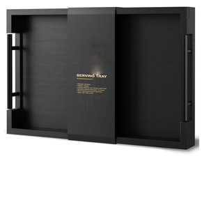 Serving <b>Tray</b> <b>Black</b> Rectangular With Handles For Bedroom Or Living Room Use - Product Image 5