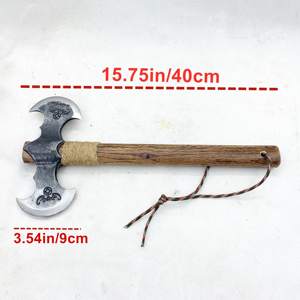 Hache à double lame Hi Dude, hache en acier au <span class=keywords><strong>carbone</strong></span>, manche en bois, longueur 400 mm, hache de futaie de qualité industrielle, 820 g, pour l'extérieur - Product Image 6
