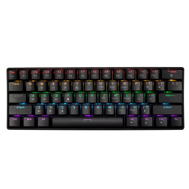 New Custom LOGO Mini 61-Keys RGB Wired ABS Plastic Gaming Keyboard 60% Ergonomic Layout Mechanical USB Type-C Interface Desktop