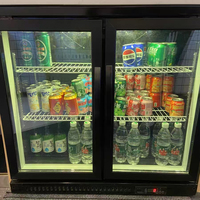 Réfrigérateur de bar à double porte en verre sans givre Réfrigérateur pour hôtels restaurants Équipement de réfrigération intégré