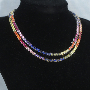 Collana Choker Tennis con Pavé di Zirconi CZ da 4mm Arcobaleno di Alta Qualità per Donna, <span class=keywords><strong>Gioielli</strong></span> Placcati Oro Stile Hip Hop alla Moda per Matrimoni - Product Image 5