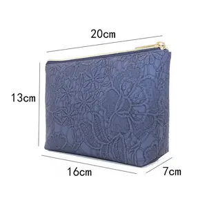 Custom Logo Women's varieties PU wedding stain Lace cosmetic make up bag Zipper Toiletry Case Women Travel MakeUp bag