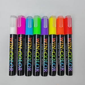 Marqueurs effaçables à <span class=keywords><strong>sec</strong></span> personnalisables avec logo, craie liquide colorée effaçable pour tableau blanc, peinture pour fenêtre et stylos marqueurs de style pinceau oblique - Product Image 1