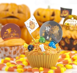Mini décoration de cupcake en acrylique <span class=keywords><strong>personnalisable</strong></span> au design de <span class=keywords><strong>disque</strong></span> Happy Halloween pour les fêtes de bébé et la décoration de gâteau d'Halloween - Product Image 5