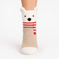 Chaussettes en chenille duveteuse de Noël, série animaux (Père Noël, renne, ours), en peluche, confortables, fantaisie, chaudes, pour les fêtes