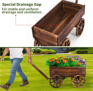 Jardinière en bois de grande taille avec roulettes pour l'intérieur, l'extérieur, le patio et le jardin - Product Image 5