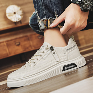White Men's <b>Sneakers</b> Lace-Up <b>Slip</b>-<b>On</b> Lightweight Cushioned Anti-<b>Slip</b> Casual Shoes for Spring All Seasons - Product Image 4