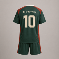 Maillot de football vintage personnalisé, coupe ample, vert forêt, col en V, maillot de football rétro