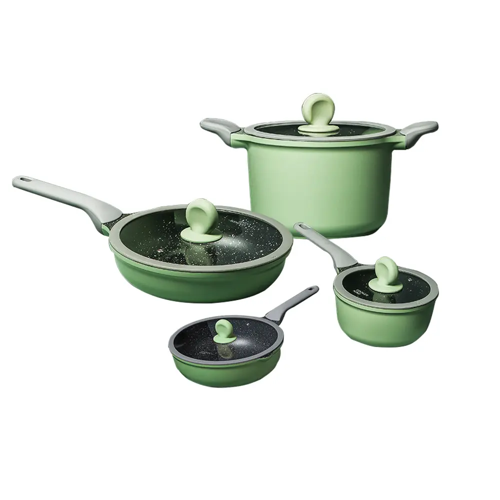Green Nonstick Frying Pan Aluminum Cookware Sets