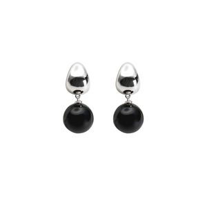 Boucles d'oreilles pendantes géométriques en forme de croissant de lune style français, en argent rhodié, esthétique vintage, avec pierres naturelles, pour femme, idéales pour les soirées - Product Image 4