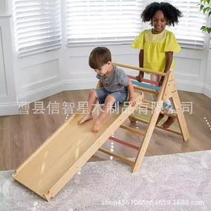 Structure d'escalade en bois pour enfants, 45,3 pouces, équipement d'éducation précoce trois en un pour enfants de 2 à 4 ans - Product Image 3