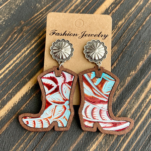 Phổ biến cao bồi khởi động Bông tai beo mô hình da Bông tai gỗ - Product Image 2