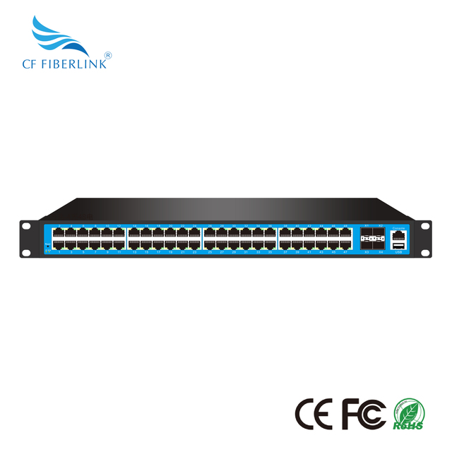 52 Port L3 Managed Network Switch 48 Gigabit Ethernet Uplink 4 10G SFP+ 128Gbps Capacity SNMP QoS VLAN Support 19-inch 1U