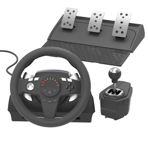 Volante de Carreras para Juegos con 3 Pedales y Palanca de Cambios Manual, <span class=keywords><strong>Simulador</strong></span> de Conducción de Automóviles Compatible con Múltiples Plataformas para PC - Product Image 2