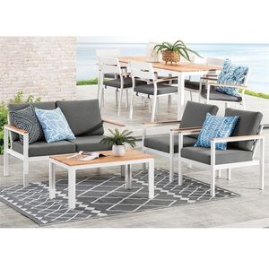 Yoho lujo al aire libre muebles de comedor de eucalipto de madera y metal mimbre sofá conjunto para patio y balcón - Product Image 4