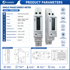 <span class=keywords><strong>Compteur</strong></span> <span class=keywords><strong>d</strong></span>'énergie électronique domestique monophasé 230V 30A sur rail DIN avec écran LCD, affichage kilowatt (kWh) et puissance - Product Image 1