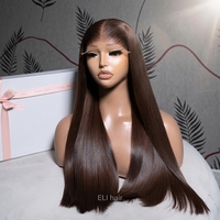 Peluca de Cabello Humano Liso Natural Brasileño, Peluca Frontal de Encaje HD 13x4 Pre-Pluck, Peluca de Cabello Humano Natural Camboyano para Mujeres Negras