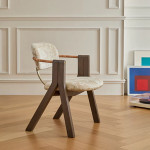 Sillón Individual Vintage Francés, Silla de Salón de Diseño Italiano Minimalista de Lujo Ligero, Estilo Moderno de Mediados de Siglo, Madera Maciza - Product Image 3