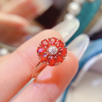 Factory Wholesale 925 Sterling Silver Natural Red Sapphire Exquisite Rose Gold Adjustable Wedding Party Jewelry Ring's Women