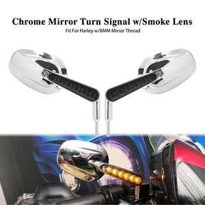 Rétroviseurs de clignotants universels pour moto Harley XL Dyna pour Yamaha, filetage 8mm, noir chromé, 2 pièces - Product Image 3