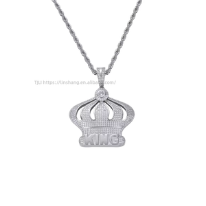 KING crown pendant, hip hop accessories cool <b>cross</b>-border copper inlaid zircon, King crown pendant <b>chain</b>. - Product Image 5