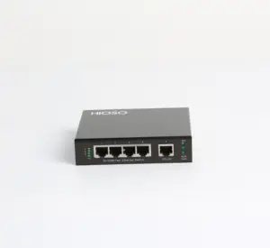 4つの10/100M RJ45イーサネットポートと1つの10/100M RJ45アップリンクポートを備えた5ポートイーサネットスイッチ