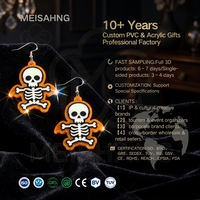 Boucles d'oreilles pendantes en acrylique personnalisées à thème Halloween, imprimées double face, avec motif découpé, vente en gros