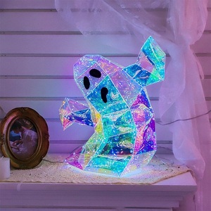 Decoración Luminosa LED de Fantasma, Adorno Prismático de Halloween, Escultura de Plástico Brillante para Exhibición en Mesa de Fiesta - Product Image 2