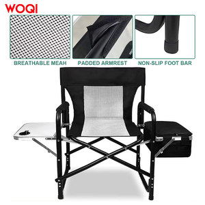 Chaise de camping portable Woqi avec sac isotherme et rangement en filet, structure pliable en aluminium, chaise de jardin noire - Product Image 3