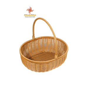 Eco-Friendly Handmade <strong>Large</strong> Multi Purpose Oval Egg Flower Fruit Rattan Picnic Gift <strong>Storage</strong> <strong>Baskets</strong> With Handle Home Decoration - Product Image 2