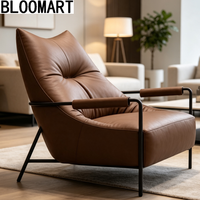 Fauteuil d'appoint en cuir véritable de haute qualité avec structure en acier au carbone et finition cuivre antique, idéal pour la maison ou l'hôtel, chaise longue individuelle