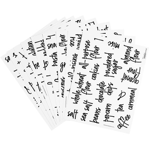 Đựng Thức Ăn nhãn cho container, in sẵn màu đen kịch bản thực phẩm nhãn dán + số cho Jar tổ chức và lưu trữ - Product Image 1