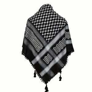 Best-seller Al-Arafat Jacquard singolo nodo foulard nero bianco baffi stile etnico sciarpa per musulmani scialle tradizionale - Product Image 3